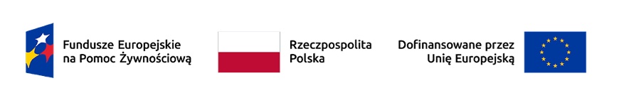 logo Banku Żywności, Unii Europejskiej, flaga Polski oraz Unii Europejskiej